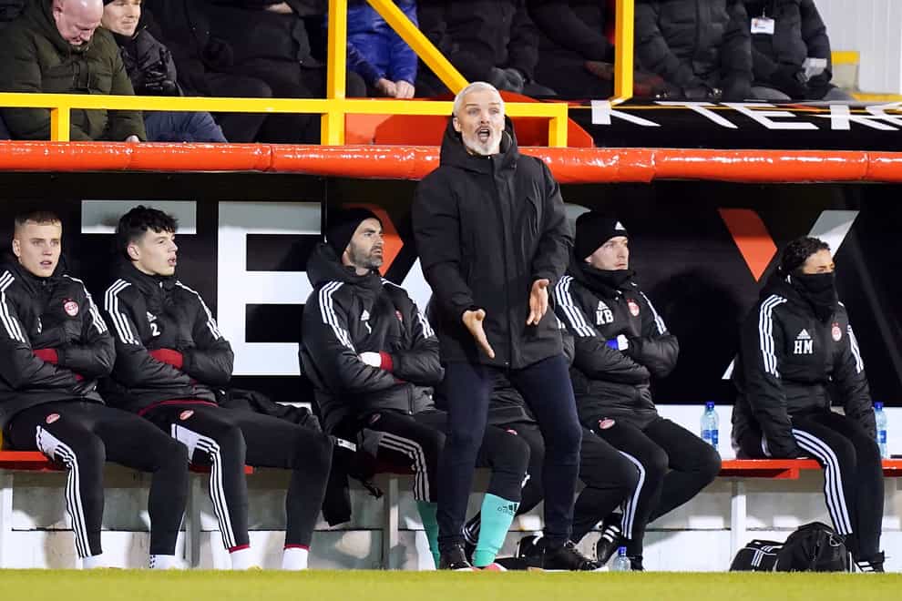 Jim Goodwin needs to get Aberdeen back on track after Rangers defeat (Jane Barlow/PA)