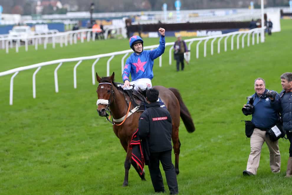 Cue Card, here after winning The King George VI Steeple Chase at Kempton in 2015, will return to the track to lead the parade on Boxing Day (Simon Cooper/PA)
