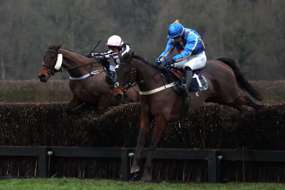 Ben Jones riding The Galloping Bear (right) on their way to winning the racehorselotto.com Surrey National Handicap Chase during day three of The Winter Million Festival at Lingfield Park Racecourse, Surrey (Steven Paston/PA)