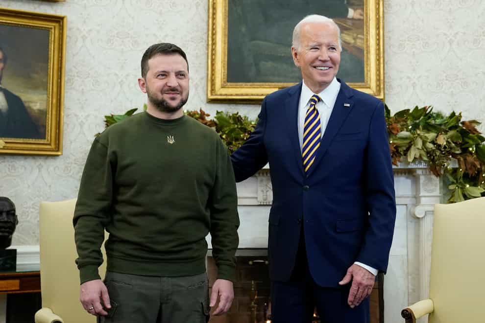 President Joe Biden meets Ukrainian President Volodymyr Zelensky in the Oval Office (Patrick Semansky/AP)