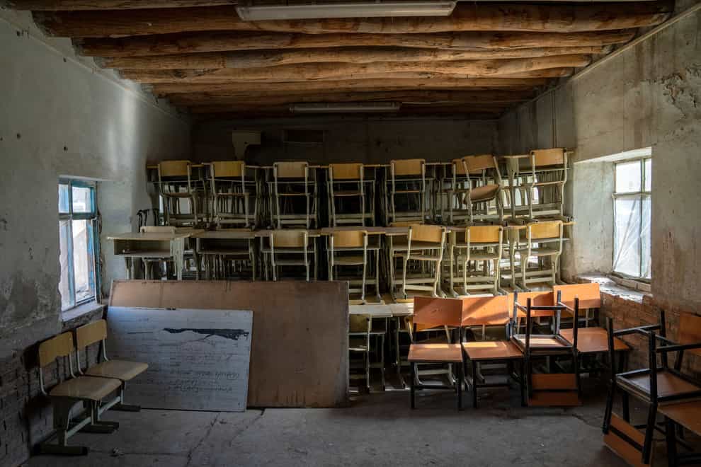 A classroom that previously was used for girls sits empty in Kabul, Afghanistan (Ebrahim Noroozi/AP)