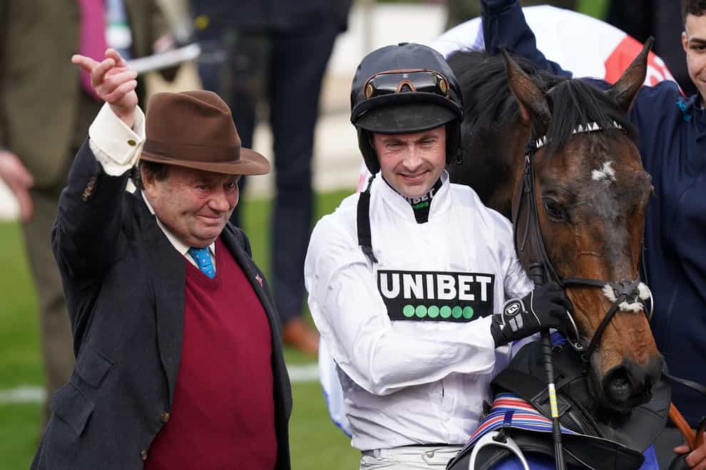Nicky Henderson and Nico de Boinville with Constitution Hill at Cheltenham (Mike Egerton/PA)
