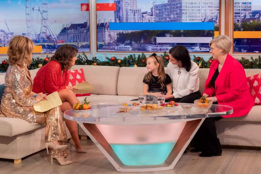 Susanna Reid and Kate Garraway host Amelia Anisovych and her mother Lilia on Good Morning Britain (ITV/PA)
