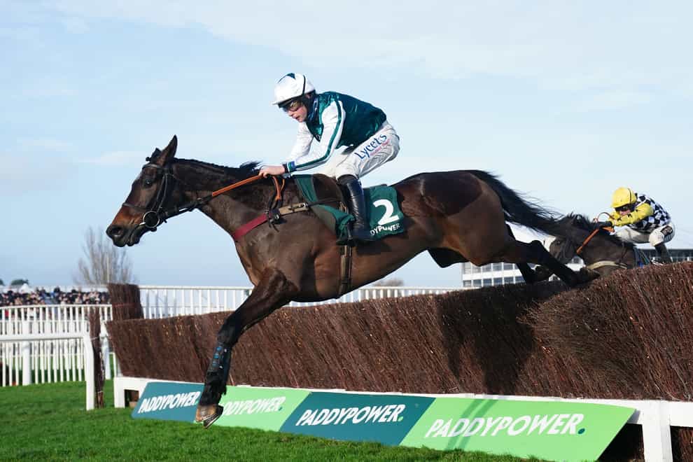 L’Homme Presse ridden by Charlie Deutsch before going on to win the Paddy Power Novices’ Chase At Cheltenham Festival Handicap Chase at Cheltenham (David Davies/PA)
