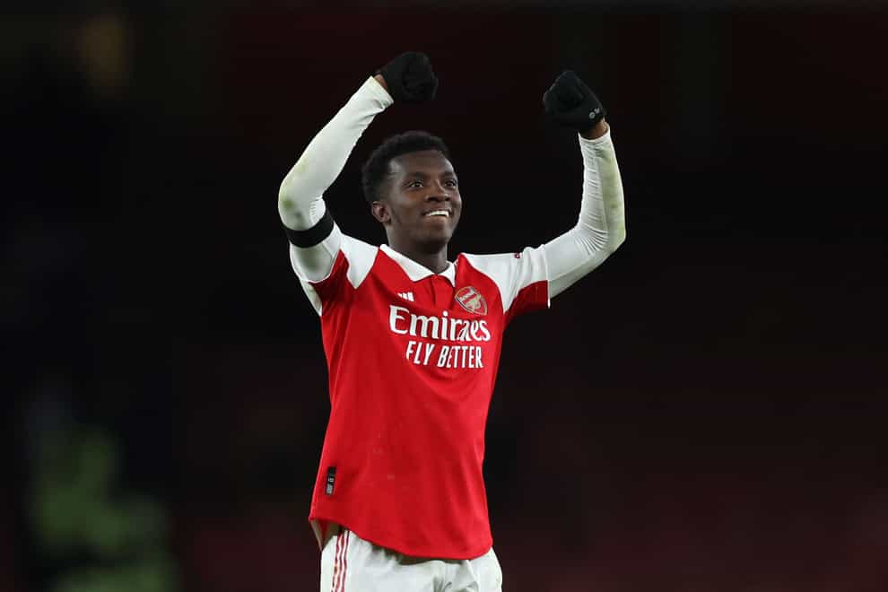 Eddie Nketiah netted Arsenal’s third in their 3-1 Boxing Day comeback over West Ham (Steven Paston/PA)