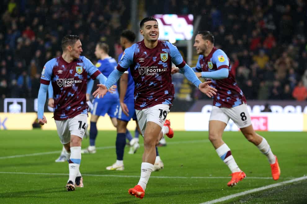 Burnley’s Anass Zaroury celebrates scoring their side’s first goal of the game during the Sky Bet Championship match at Turf Moor, Burnley. Picture date: Tuesday December 27, 2022.