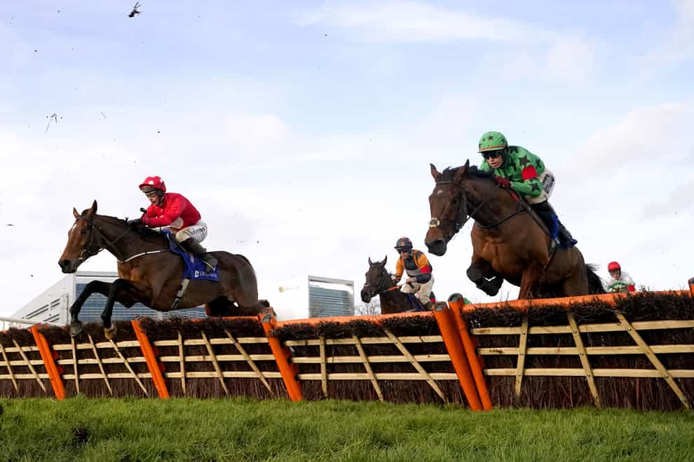 Home By The Lee (left) jumps the last at Leopardstown (Niall Carson/PA)