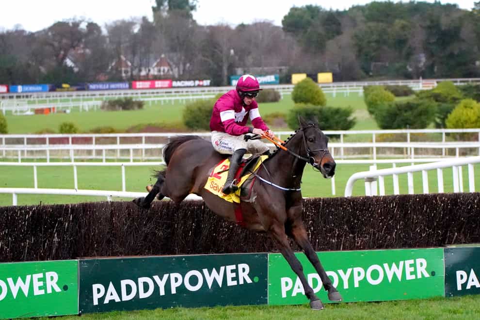 Conflated and Jack Kennedy on their way to winning the Savills Chase at Leopardstown (Niall Carson/PA)