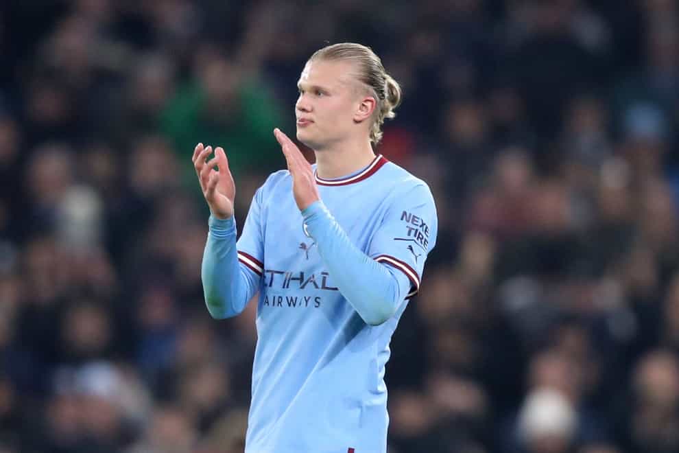 Erling Haaland scored twice for Manchester City (PA)