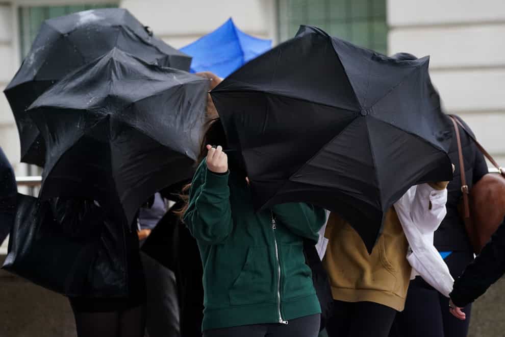 A yellow warning for rain is in place in much of the central belt and southern parts of Scotland (PA)