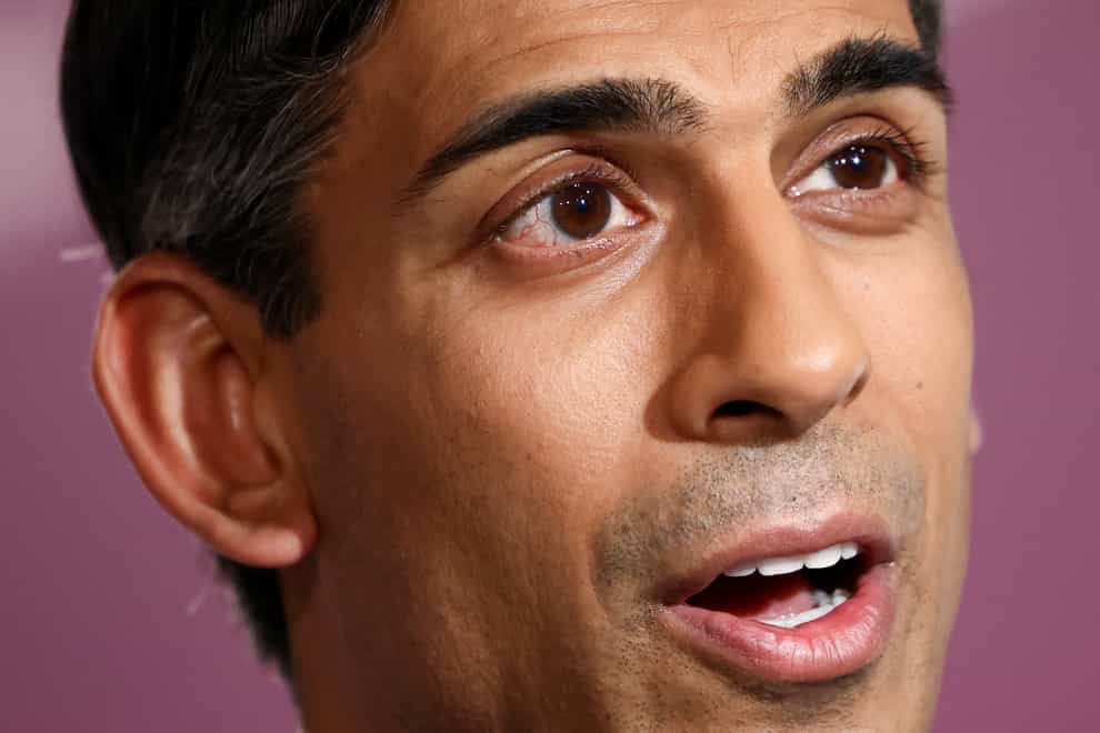 Prime Minister Rishi Sunak said that the last 12 months had been ‘tough’, in his new year’s message (Henry Nicholls/PA)