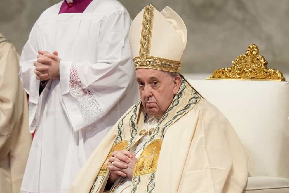 Pope Francis holds New Year’s Day Mass in St Peter’s Basilica at the Vatican (Andrew Medichini/AP)