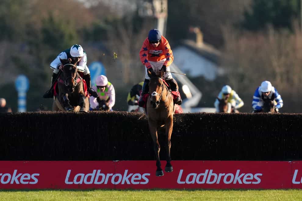 Bravemansgame ridden by Harry Cobden goes on to win The Ladbrokes King George VI Chase during day one of the Ladbrokes Christmas Festival at Kempton Racecourse, Sunbury-on-Thames (John Walton/PA)