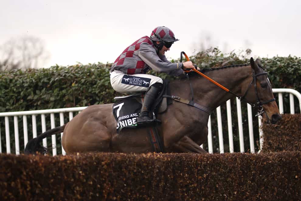 Wishing and Hoping ridden by jockey Alex Edwards on their way to winning the Unibet Veterans’ Handicap Chase (Series Final) at Sandown Park, Surrey. Picture date: Saturday January 7, 2023. (Steven Paston/PA)