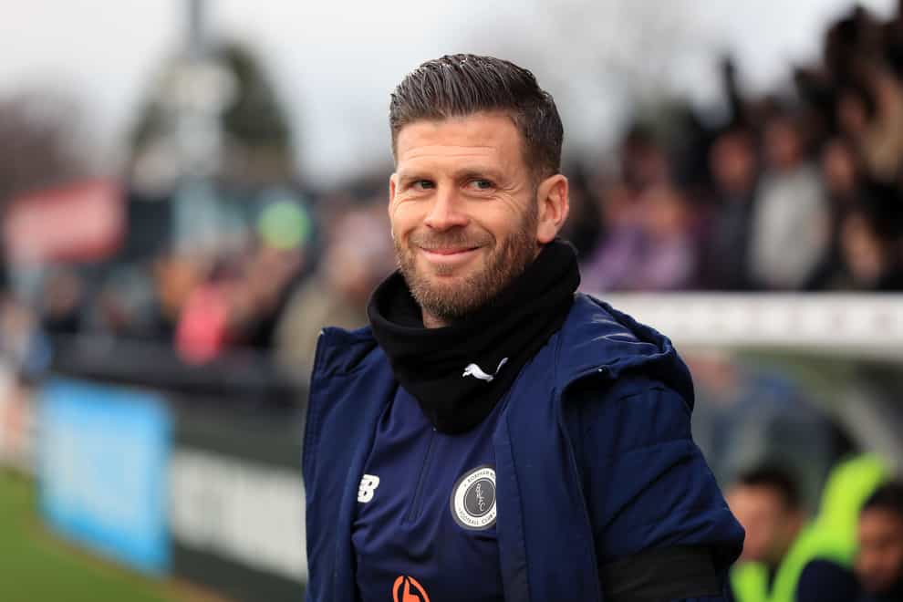 Boreham Wood manager Luke Garrard smiles during the FA Cup clash with Accrington (Bradley Collyer/PA)