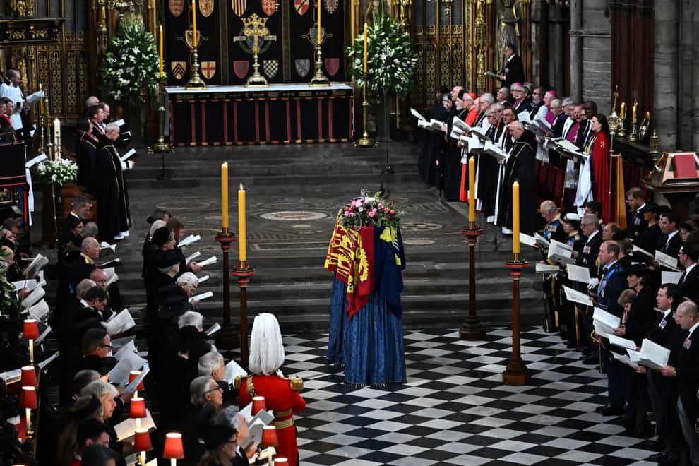 Members of the royal family and guests at the Queen’s funeral (PA)