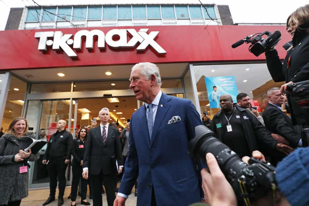 The Prince of Wales leaves a TK Maxx store on Tooting High Street, London, after meeting with employees who are Prince’s Trust alumni at the store.