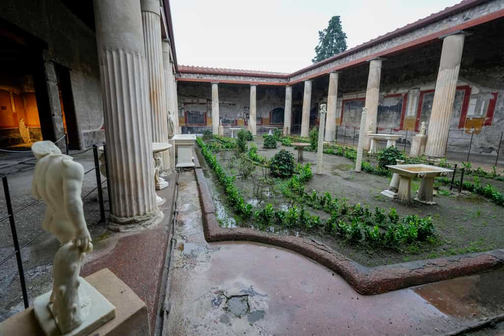 Columns frame the courtyard of the Pompeii home (Andrew Medichini//AP)