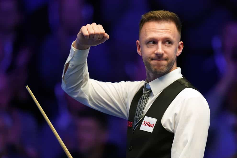 Judd Trump celebrates defeating Ryan Day during day four of the Masters (Adam Davy/PA)