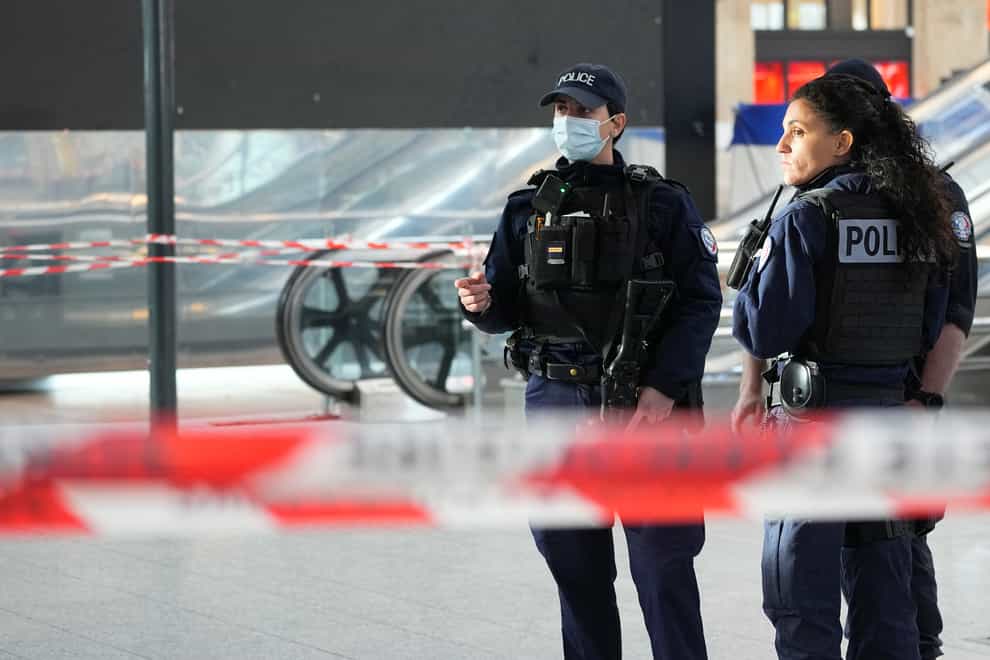 Police officers patrol at the Gare du Nord station (Michel Euler/AP)