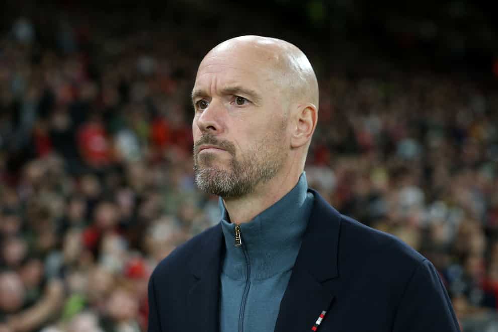 Erik ten Hag’s Manchester United will face a key test when they host Manchester City on Saturday (Nigel French/PA)