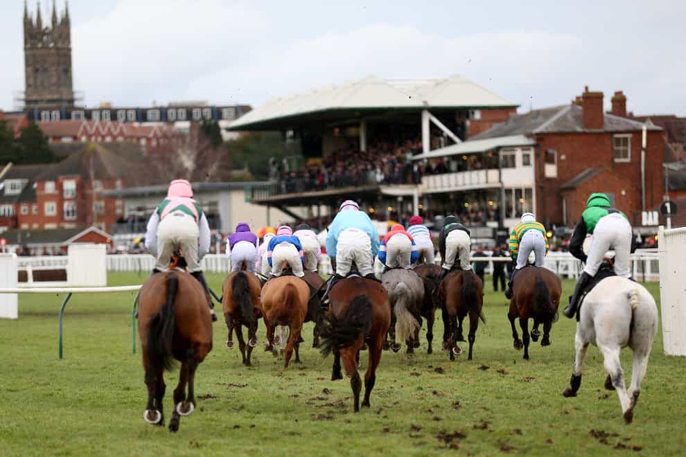 Runners and riders in action during The Wigley Group Classic Handicap Chase during the Wigley Group Classic Chase Day at Warwick Racecourse (Nigel French/PA)