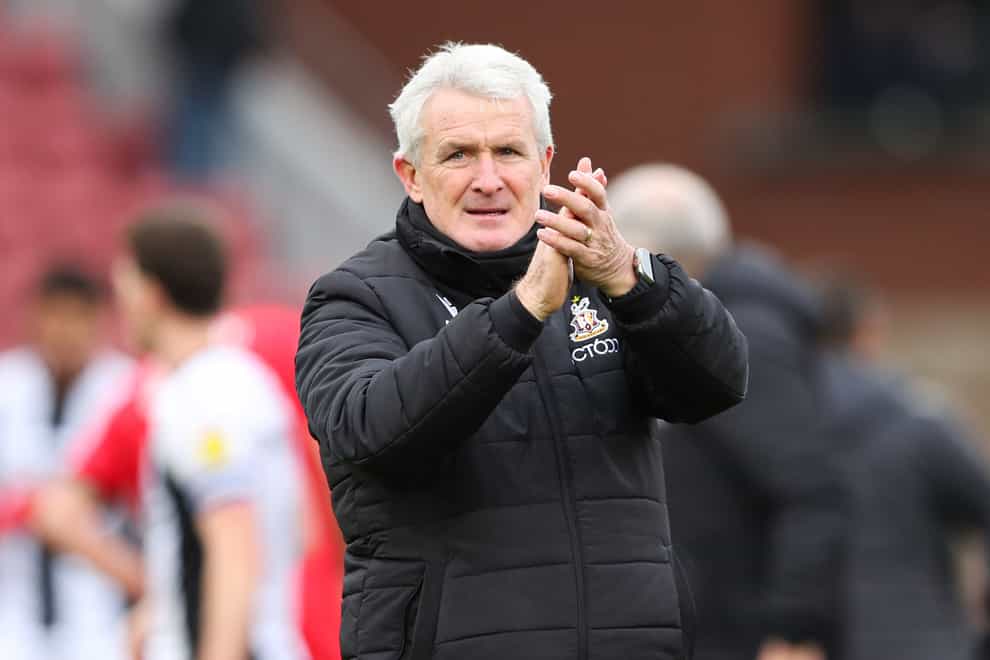 Mark Hughes and Bradford had to settle for a point (Kieran Cleeves/PA)