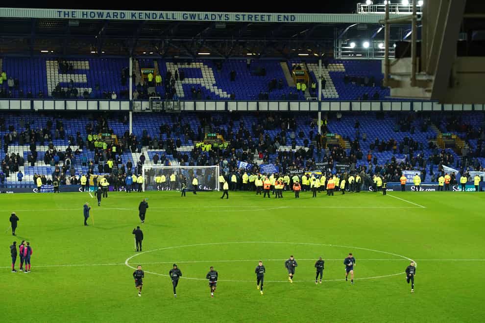Everton fans protest after their match against Southampton (Peter Byrne/PA).