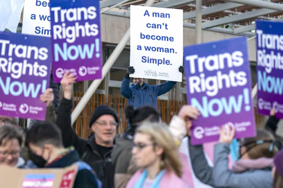 The passing of the legislation at Holyrood sparked protest by both trans rights and women’s rights campaigners (PA)