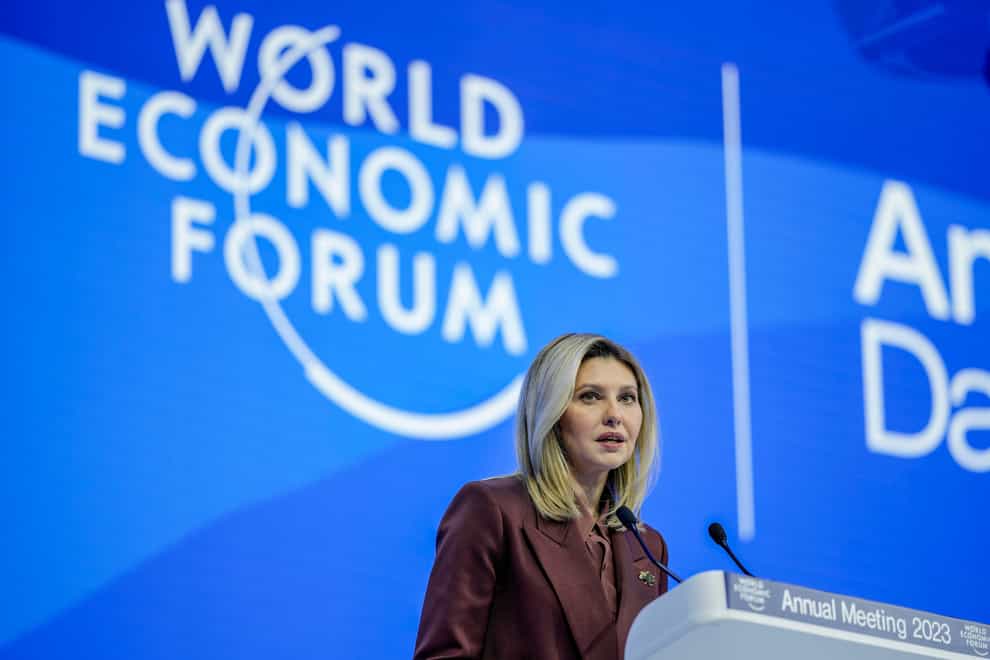 Olena Zelenska delivers a speech at the World Economic Forum (Markus Schreiber/AP)