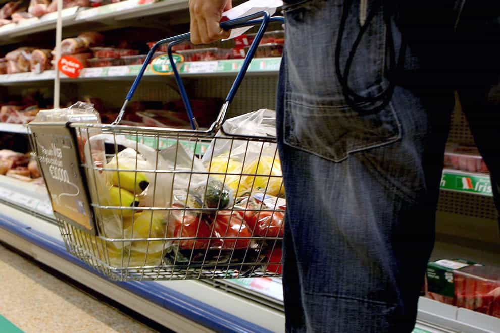 UK inflation eased back slightly further last month but cost pressures remained intense for cash-strapped households as food prices hit another 45-year high, according to official figures (PA)