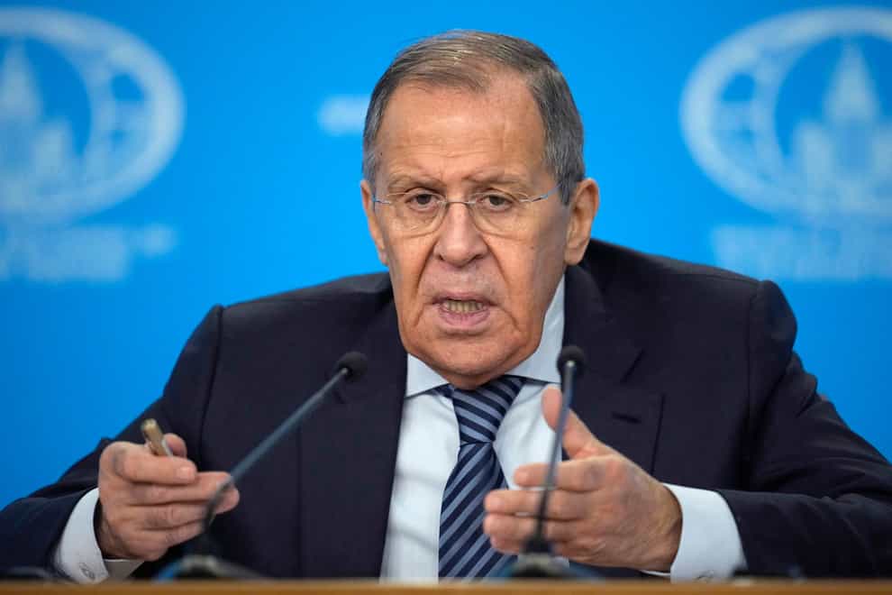 Russian Foreign Minister Sergey Lavrov has said Moscow will achieve its objectives in Ukraine despite the ‘hybrid war’ being waged by the West (Alexander Zemlianichenko/AP)