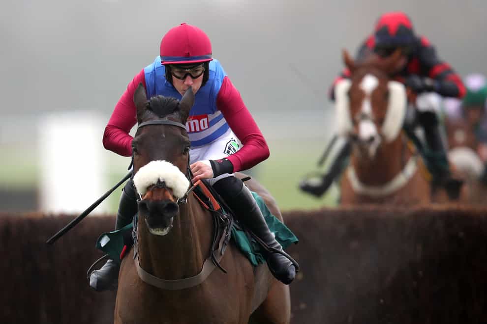 Threeunderthrufive, here ridden by Adrian Heskin before going on to win Wigley Group Hampton Novices’ Chase at Warwick in 2022, will be targeted at the Ultima Handicap Chase at the Cheltenham Festival (Simon Marper/PA)
