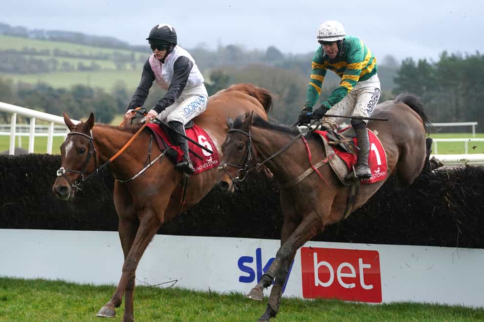 Impervious (right), here ridden by Brian Hayes on their way to winning the Madigan Group Novice Chase at Punchestown, will head straight to the Mrs Paddy Power Mares’ Chase at the Cheltenham Festival (Brian Lawless/PA)
