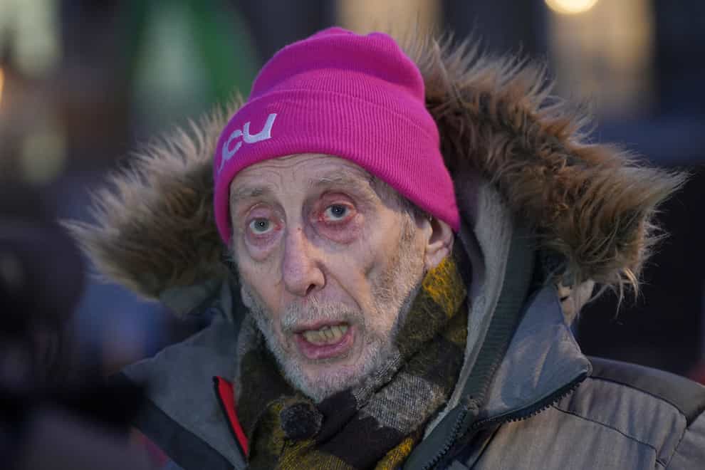 Poet Michael Rosen during a protest in Whitehall, London, during the nurses strike, against the Bill on minimum service levels during strikes (Yui Mok/PA)