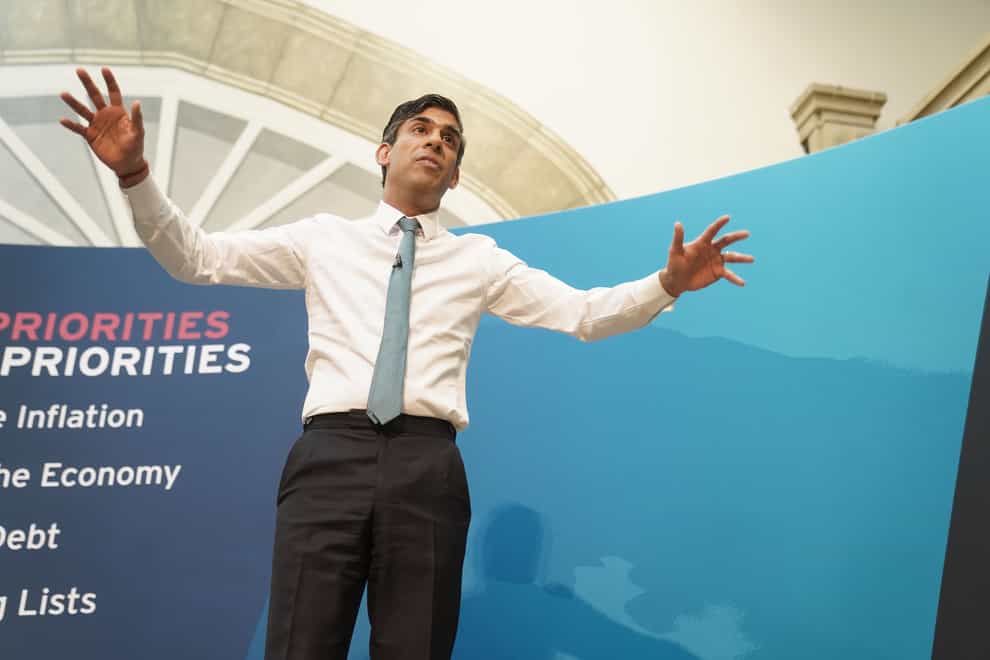 Prime Minister Rishi Sunak speaks during a Q&A session at The Platform in Morecambe, Lancashire (Owen Humphreys/PA)