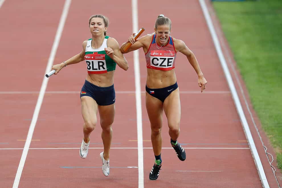 A Belarusian coach has been charged by the Athletics Integrity Unit in relation to the case of sprinter Krystsina Tsimanouskaya (left) (Martin Rickett/PA)