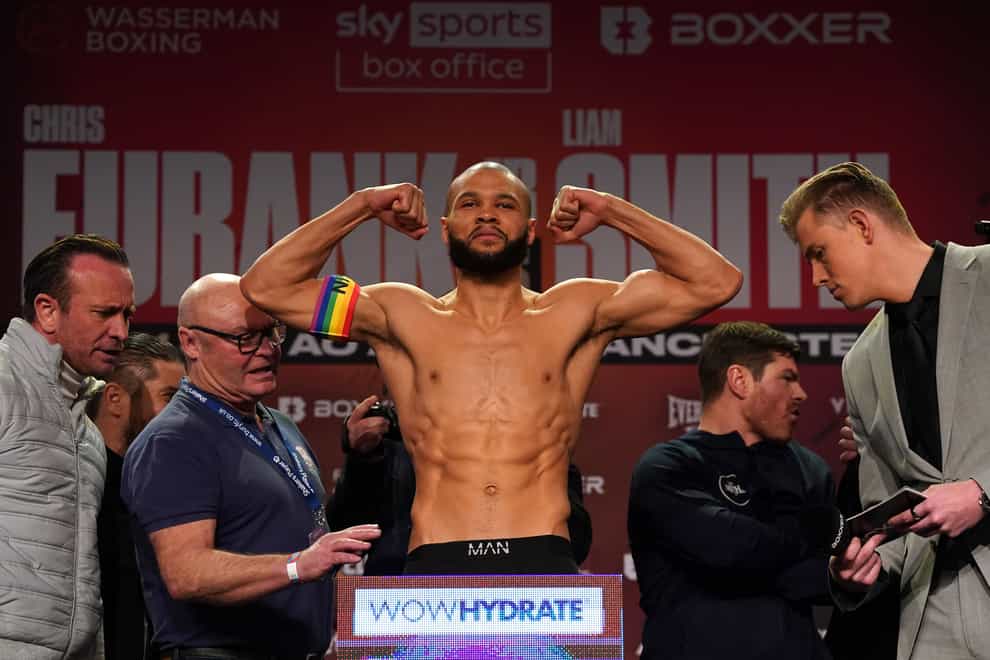 Chris Eubank Jr wore a rainbow armband at Friday’s weigh-in (Nick Potts/PA)