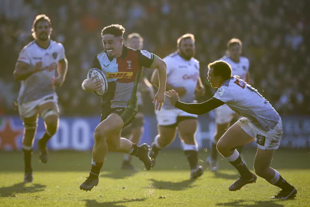 Harlequins’ Cadan Murley carries the ball in the game against the Sharks (Ben Whitely, PA)