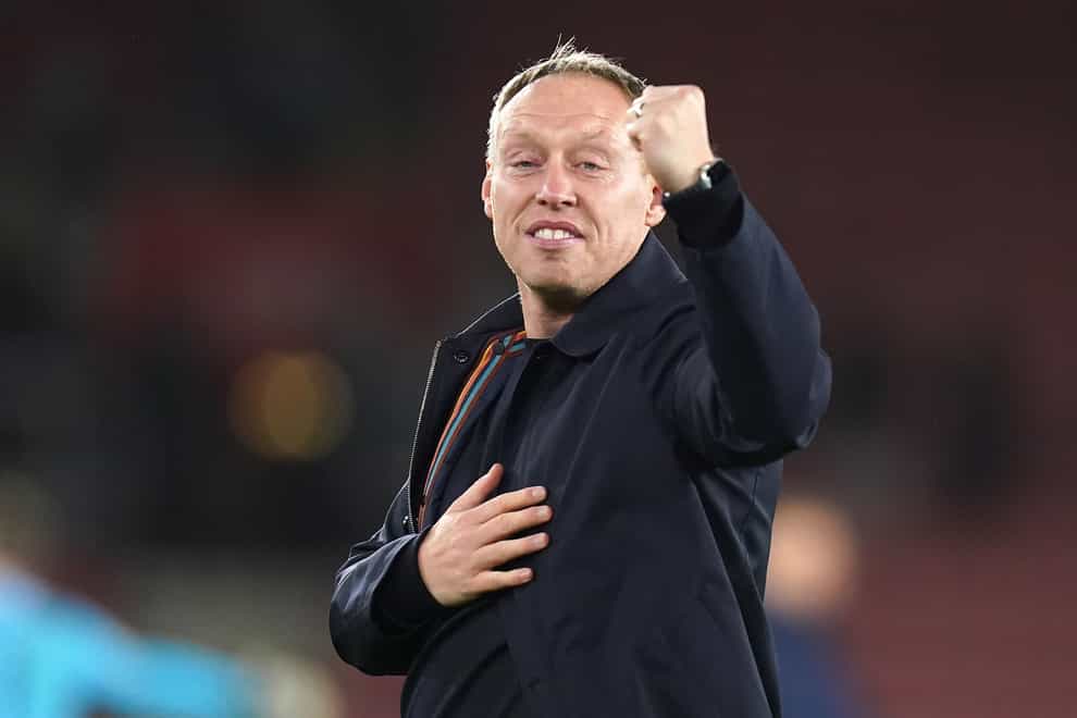 Nottingham Forest manager Steve Cooper celebrating after a recent victory (Adam Davy/PA).