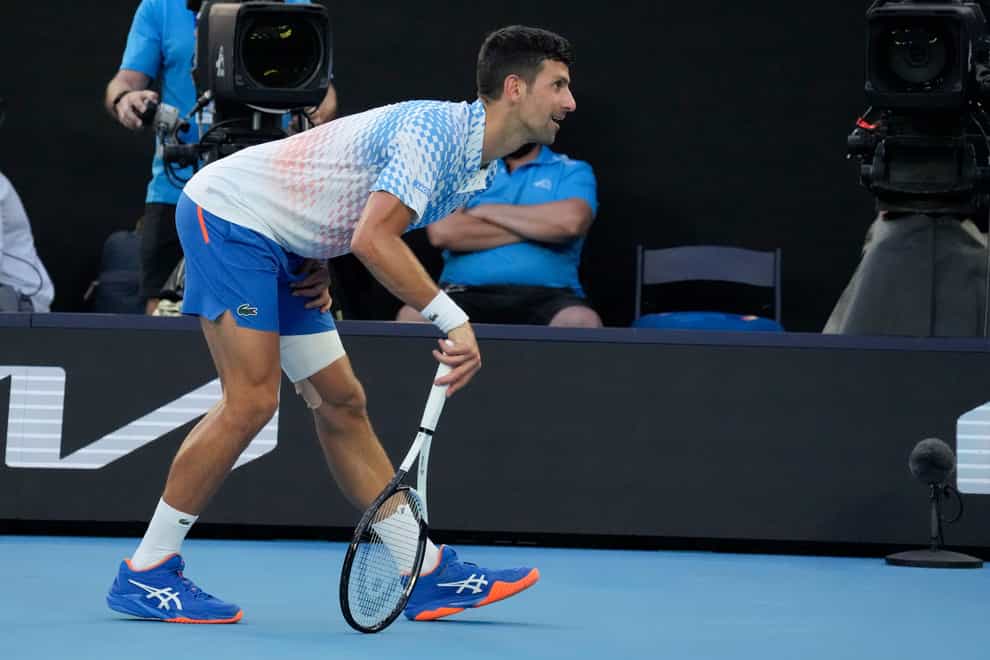 Novak Djokovic has hit back at critics accusing him of ‘faking’ his hamstring injury and said it adds to his motivation to win the Australian Open title (Aaron Favila/AP)