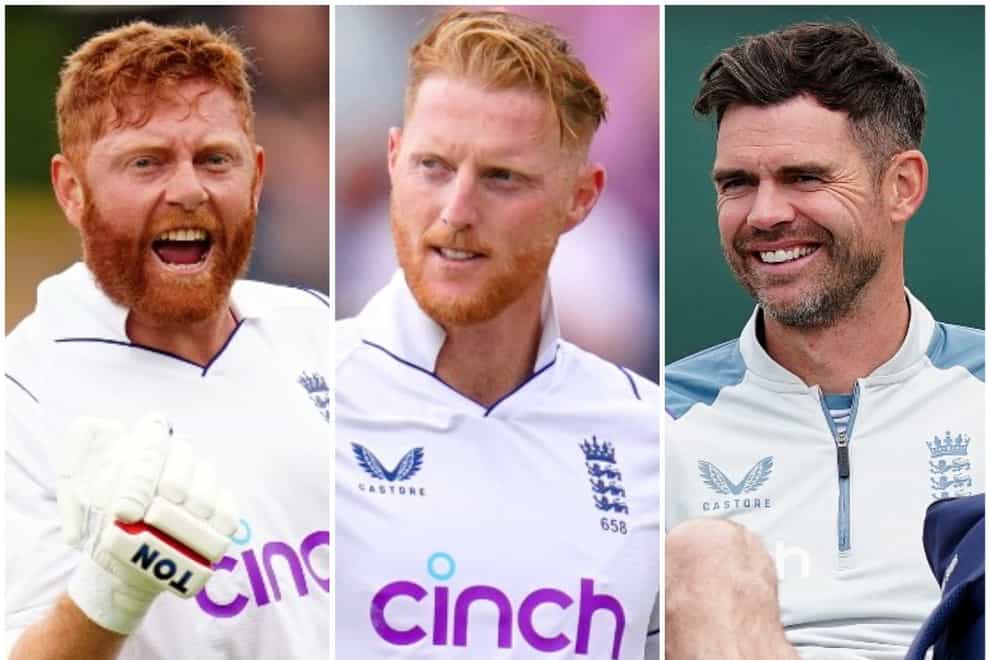 Jonny Bairstow, Ben Stokes and James Anderson have been named in the ICC men’s Test team of the year for 2022 (David Davies/Nick Potts/Martin Rickett/PA)