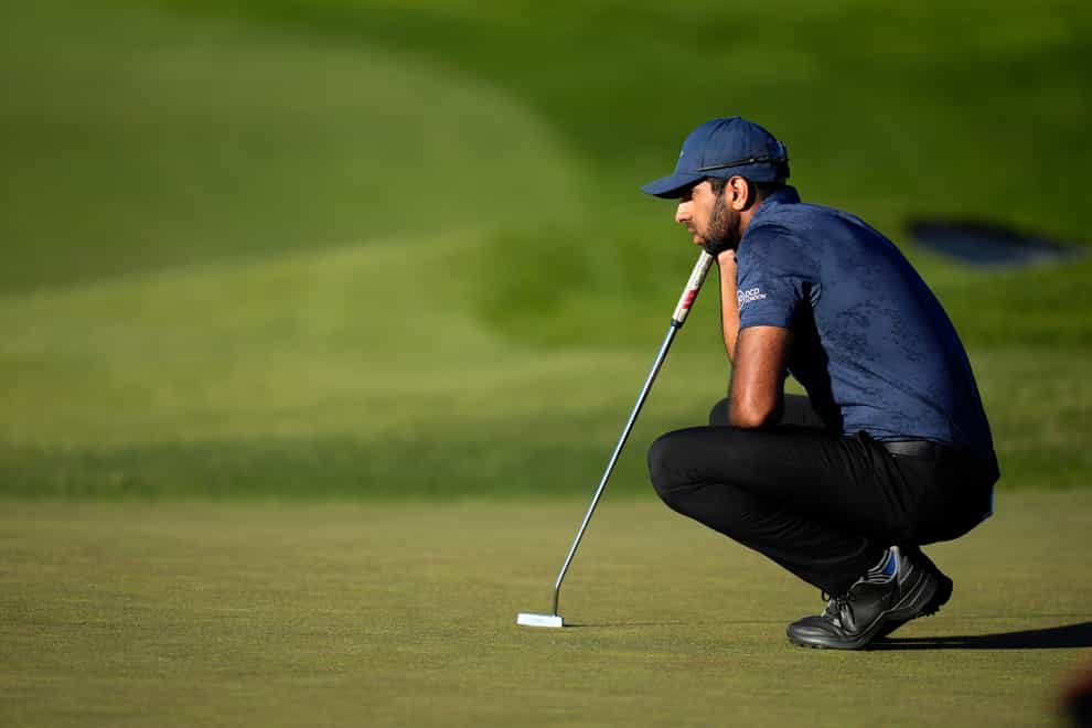England’s Aaron Rai shot 8-under 64 at Torrey Pines to tie for the first-round lead with Americans Sam Ryder and Brent Grant at the Farmers Insurance Open (Gregory Bull/AP)