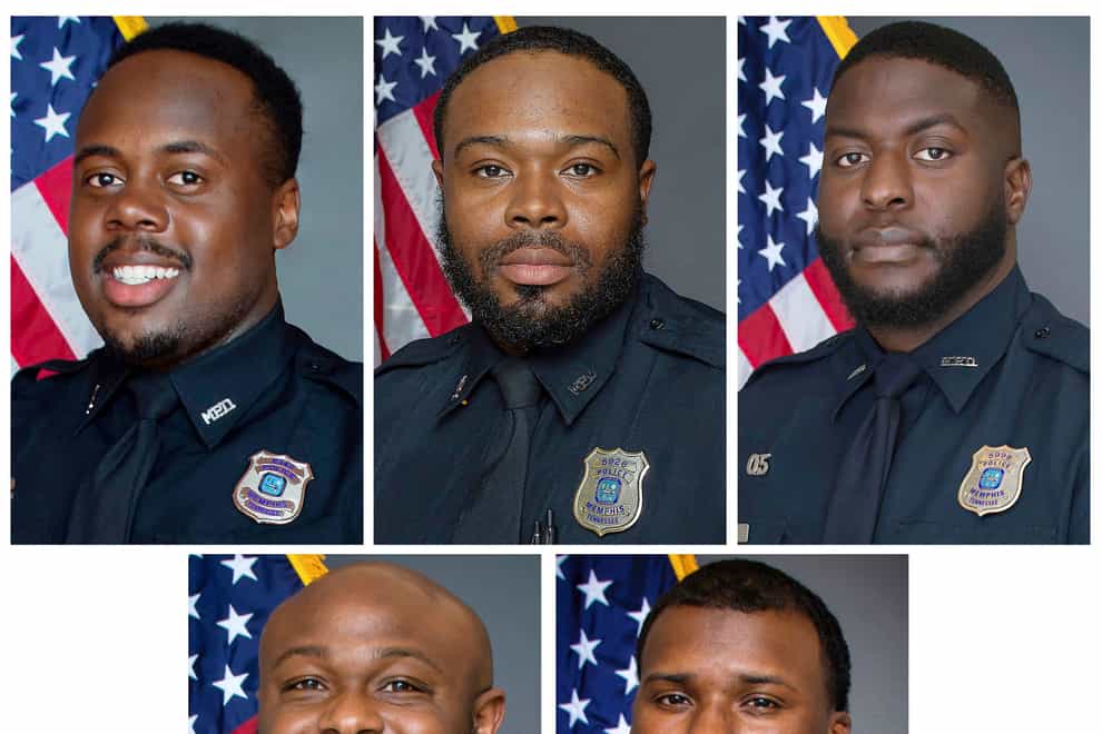 Five fired Memphis police officers were charged on Thursday with murder and other crimes over the death of a black driver three days after a traffic stop (Memphis Police Department/AP)