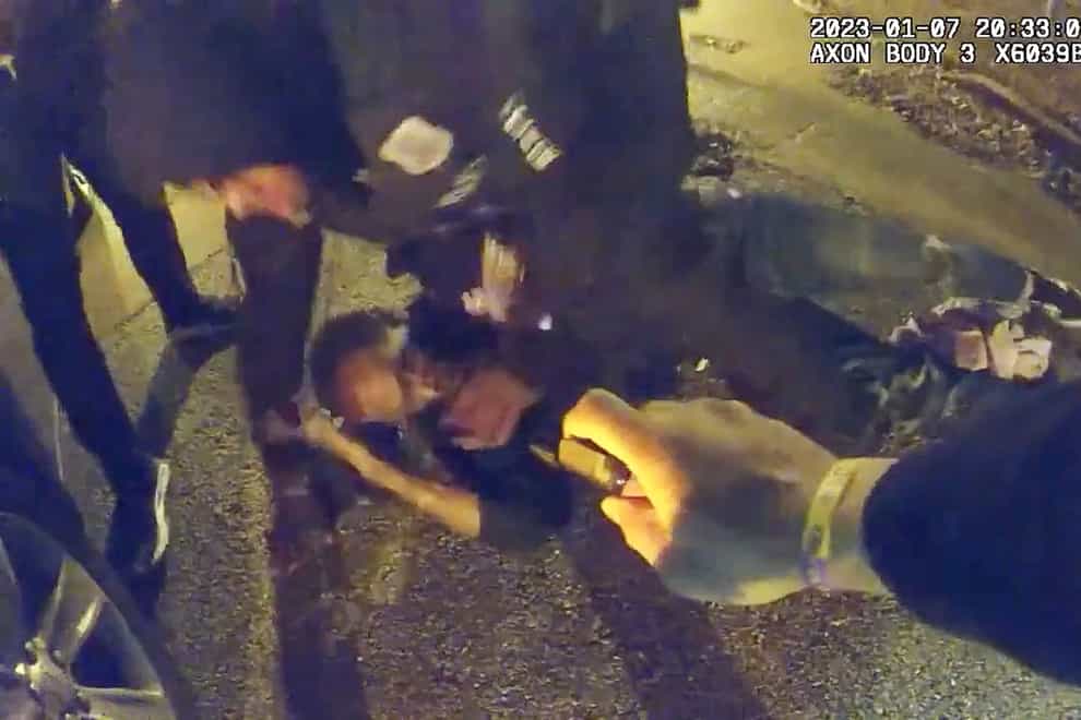 Video showing five Memphis officers beating a black man was made public on Friday, one day after they were charged with murder in the death of Tyre Nichols (City of Memphis/AP)