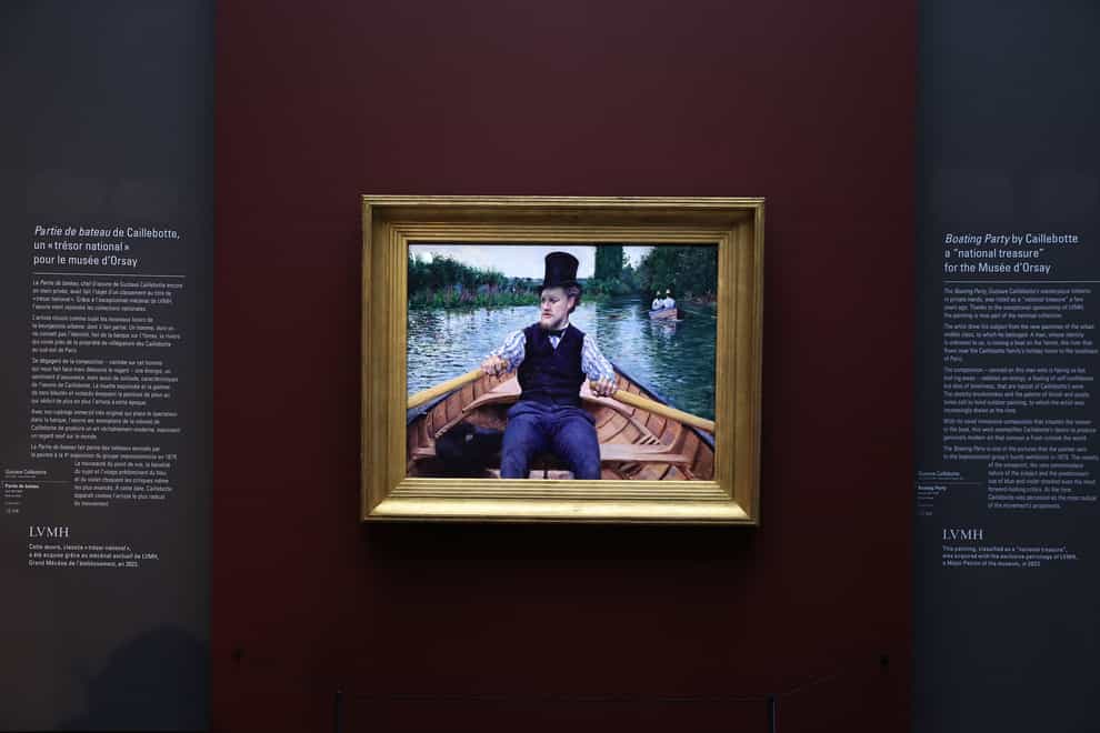 A Boating Party by French painter Gustave Caillebotte has gone on display (Aurelien Morissard/AP)