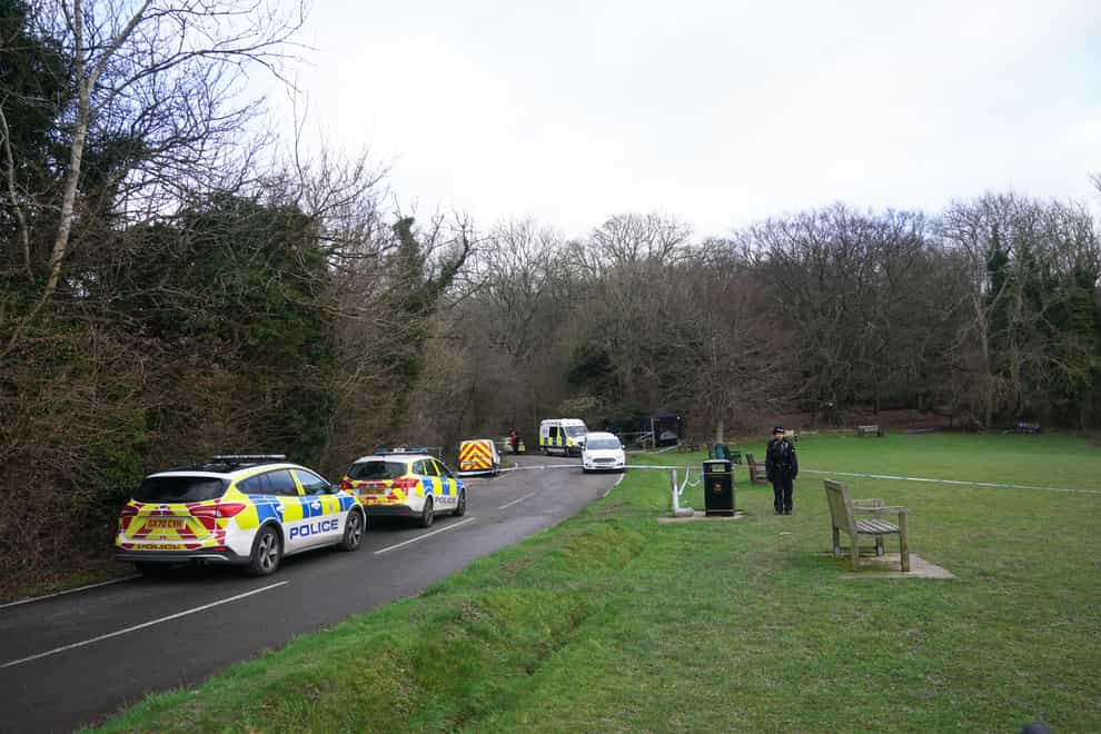 Police at Gravelly Hill in Caterham, Surrey (Yui Mok/PA)