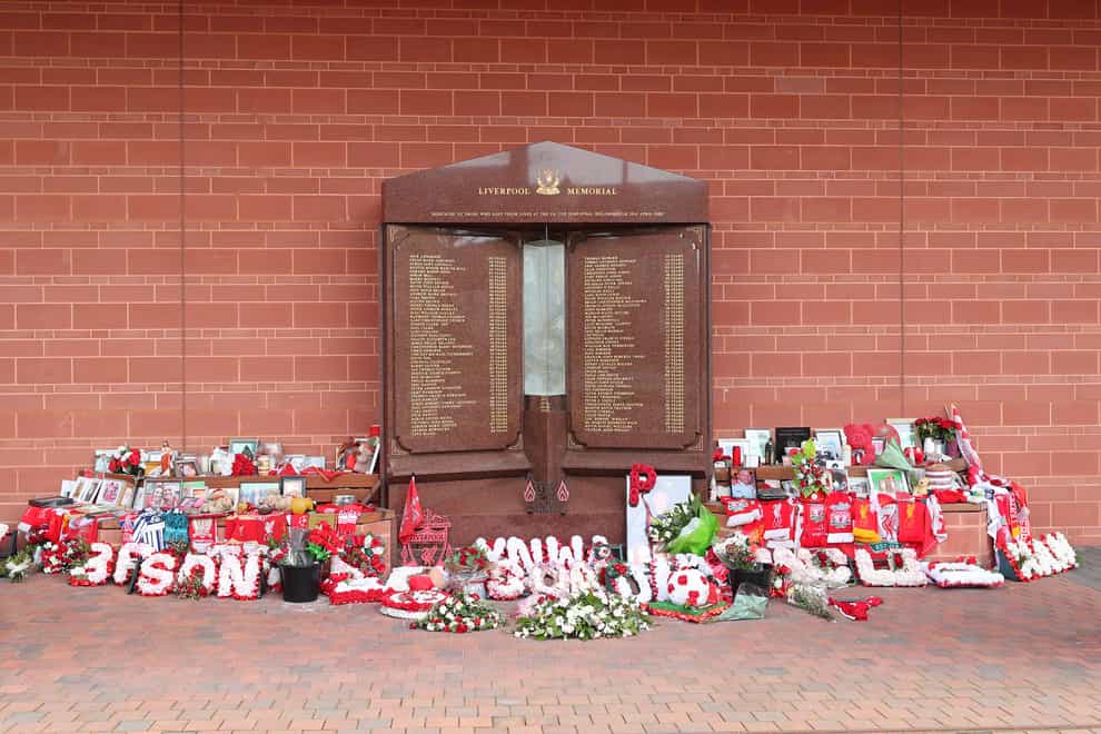 The Hillsborough memorial outside Anfield stadium (Peter Byrne/PA)