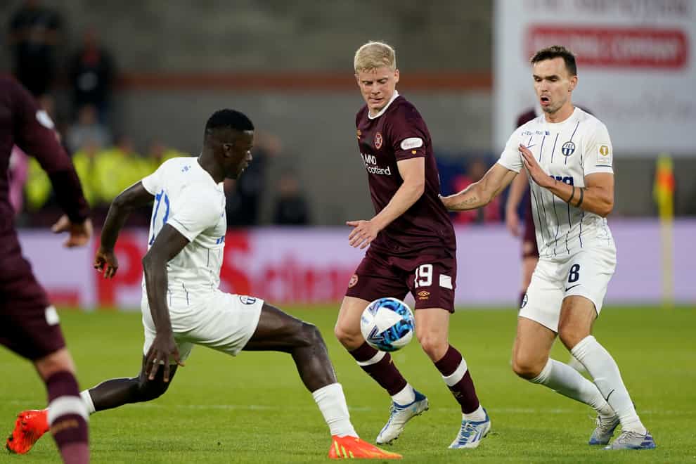 Heart of Midlothian�s Alex Cochrane in action during the UEFA Europa League play off match at Tynecastle, Edinburgh. Picture date: Thursday August 25, 2022.