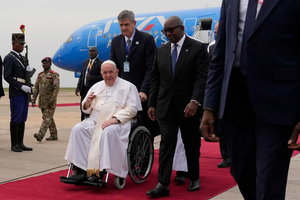 Pope Francis arrives in Kinshasa, Democratic Republic of the Congo (Gregorio Borgia/AP)